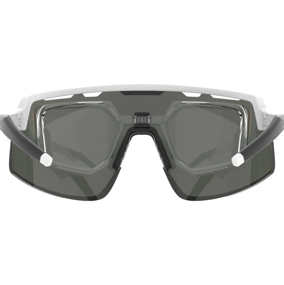 Lunettes de soleil AZR Speed Rx Blanche Mate Noir Multicouche Rouge