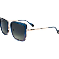 Lunettes de soleil Binocle Eyewear Carla Shiny Gold Blue Purple Gradient Grey Polarized