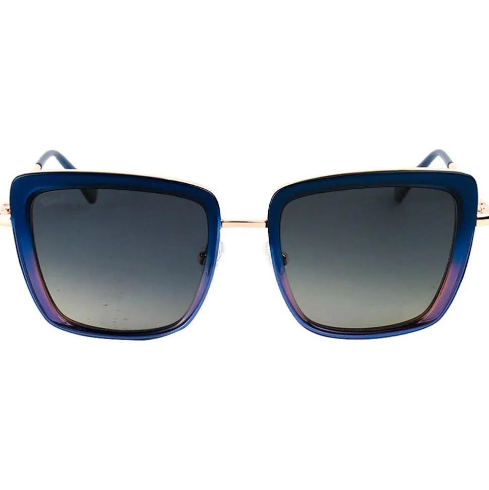 Lunettes de soleil Binocle Eyewear Carla Shiny Gold Blue Purple Gradient Grey Polarized