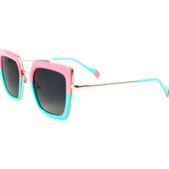Lunettes de soleil Binocle Eyewear Veronika Shiny Gold Pastel Blue Pink Gradient Grey Polarized