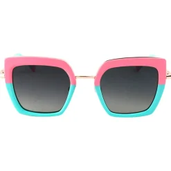 Lunettes de soleil Binocle Eyewear Veronika Shiny Gold Pastel Blue Pink Gradient Grey Polarized