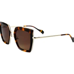 Lunettes de soleil Binocle Eyewear Veronika Shiny Gold Black Tortoise Gradient Brown Polarized