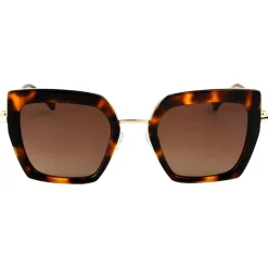 Lunettes de soleil Binocle Eyewear Veronika Shiny Gold Black Tortoise Gradient Brown Polarized