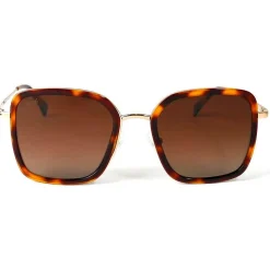 Lunettes de soleil Binocle Eyewear Paloma Shiny Gold Tortoise Gradient Brown Polarized