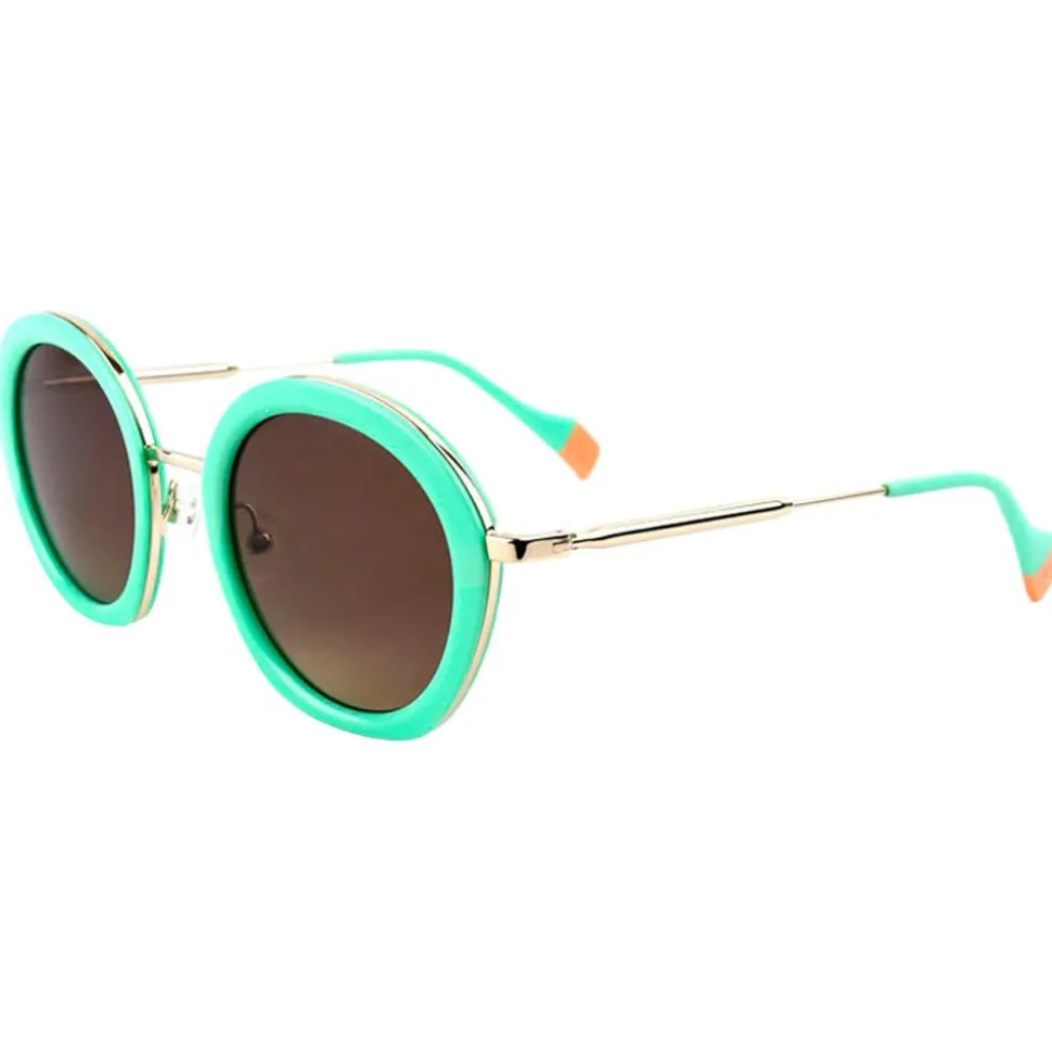 Lunettes de soleil Binocle Eyewear Olivia Shiny Gold Pastel Green Gradient Grey Polarized