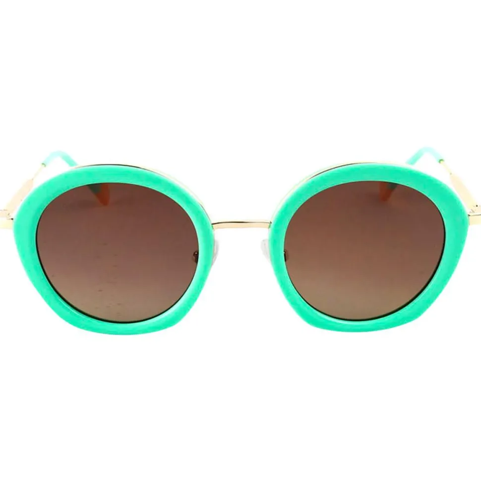 Lunettes de soleil Binocle Eyewear Olivia Shiny Gold Pastel Green Gradient Grey Polarized