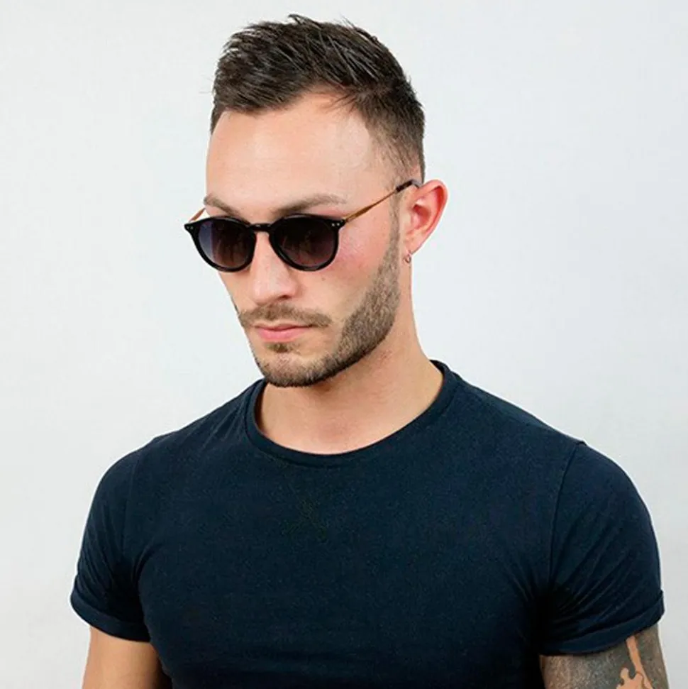 Lunettes de soleil Binocle Eyewear California Metal Gold Black Grey Polarized