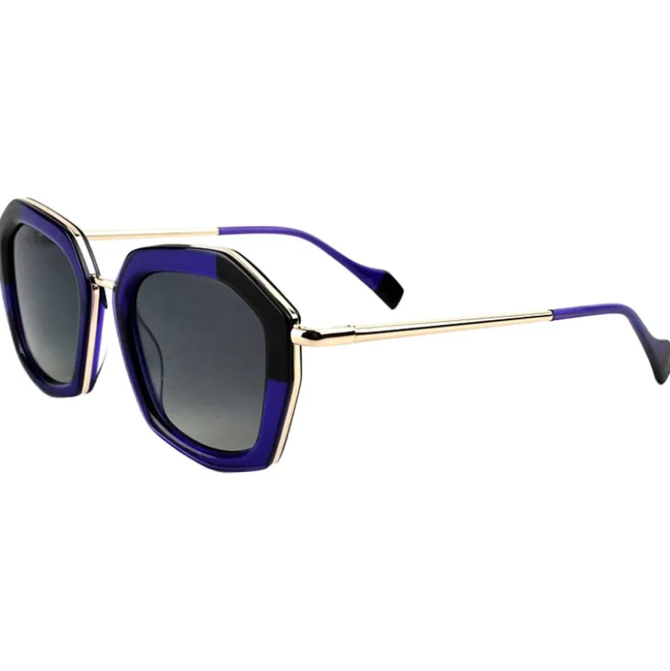 Lunettes de soleil Binocle Eyewear Rosalia Shiny Gold Purple Gradient Grey Polarized