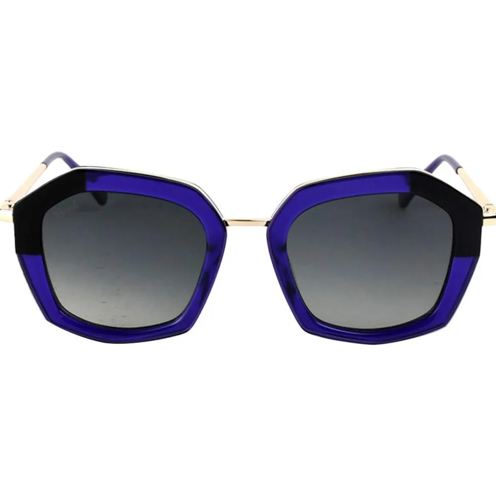 Lunettes de soleil Binocle Eyewear Rosalia Shiny Gold Purple Gradient Grey Polarized