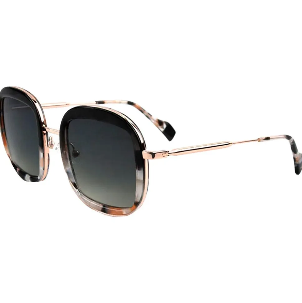 Lunettes de soleil Binocle Eyewear Selena Shiny Pink Gold Black Pink Tortoise Gradient Grey Polarized