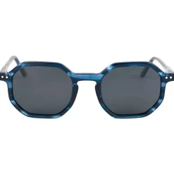 Lunettes de soleil Binocle Eyewear Bogota Shiny Blue Wood Grey Polarized