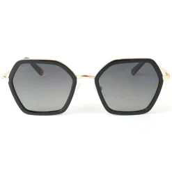 Lunettes de soleil Binocle Eyewear Agatha Shiny Gold Black Gradient Grey Polarized