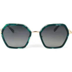 Lunettes de soleil Binocle Eyewear Agatha Shiny Gold Tortoise Emeraude Gradient Grey Polarized