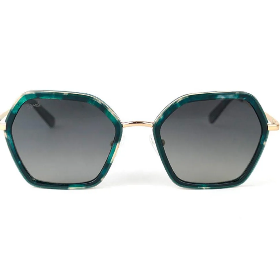 Lunettes de soleil Binocle Eyewear Agatha Shiny Gold Tortoise Emeraude Gradient Grey Polarized