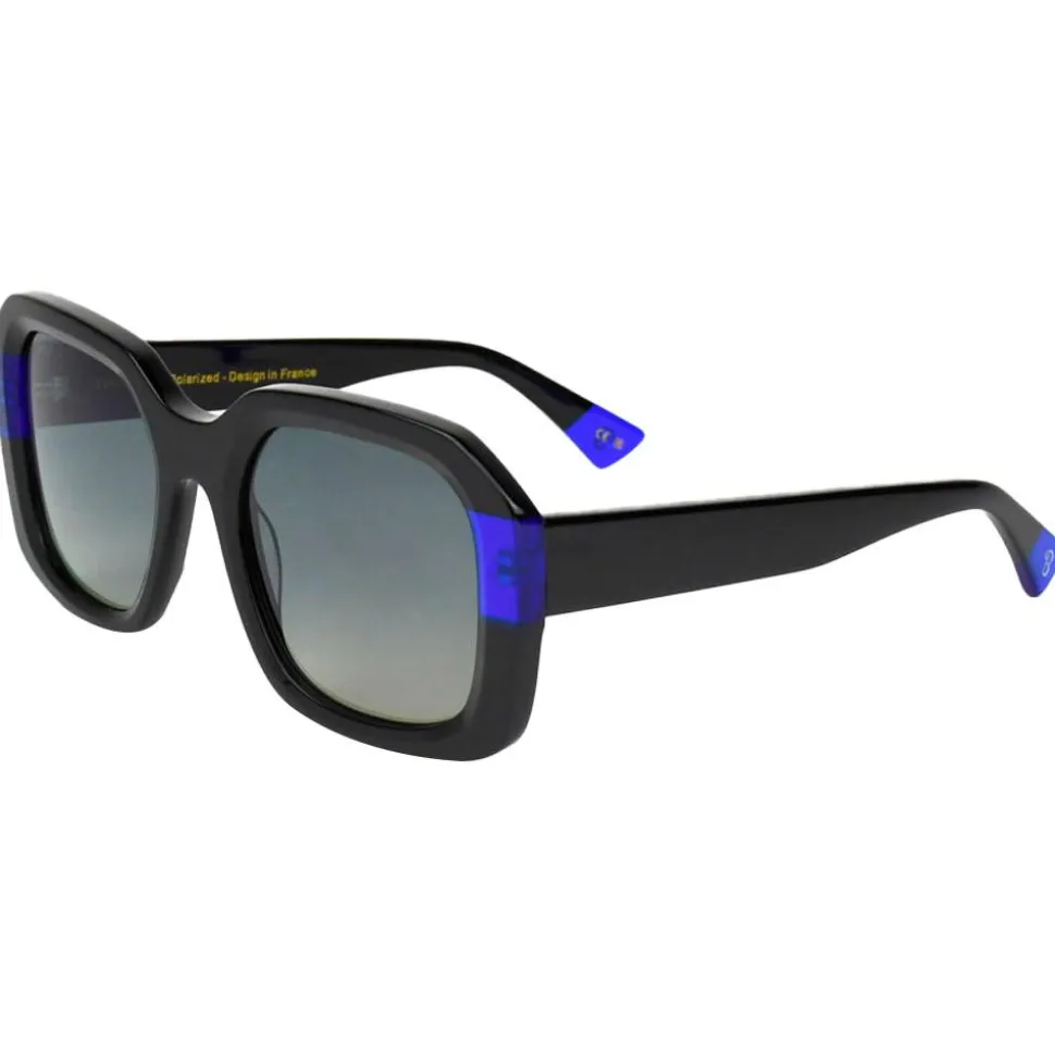 Lunettes de soleil Binocle Eyewear Isabella Shiny Black Blue Gradient Grey Polarized