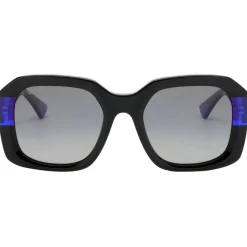 Lunettes de soleil Binocle Eyewear Isabella Shiny Black Blue Gradient Grey Polarized