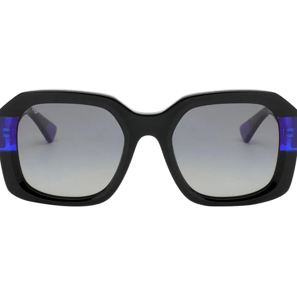 Lunettes de soleil Binocle Eyewear Isabella Shiny Black Blue Gradient Grey Polarized