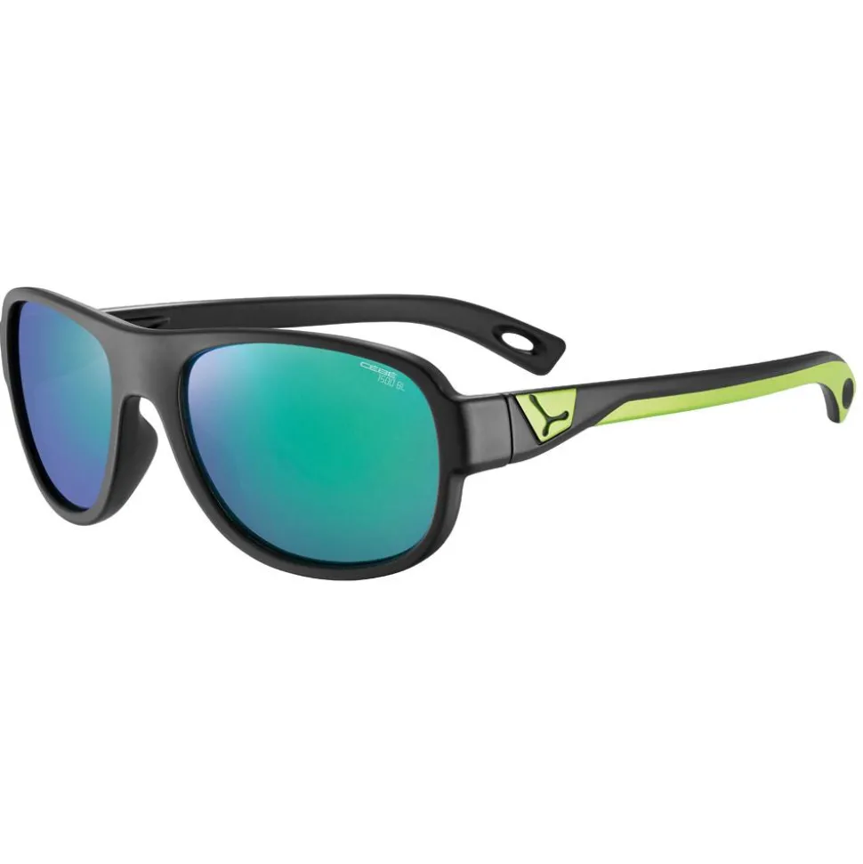 Lunettes de soleil Cebe Zac Matt Black Lime Zone Blue Light Grey Cat.3 Green