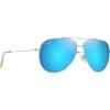 Lunettes de soleil Maui Jim Hauoli Argent Brillant Bleus Verts Bleu Hawaï MauiPure