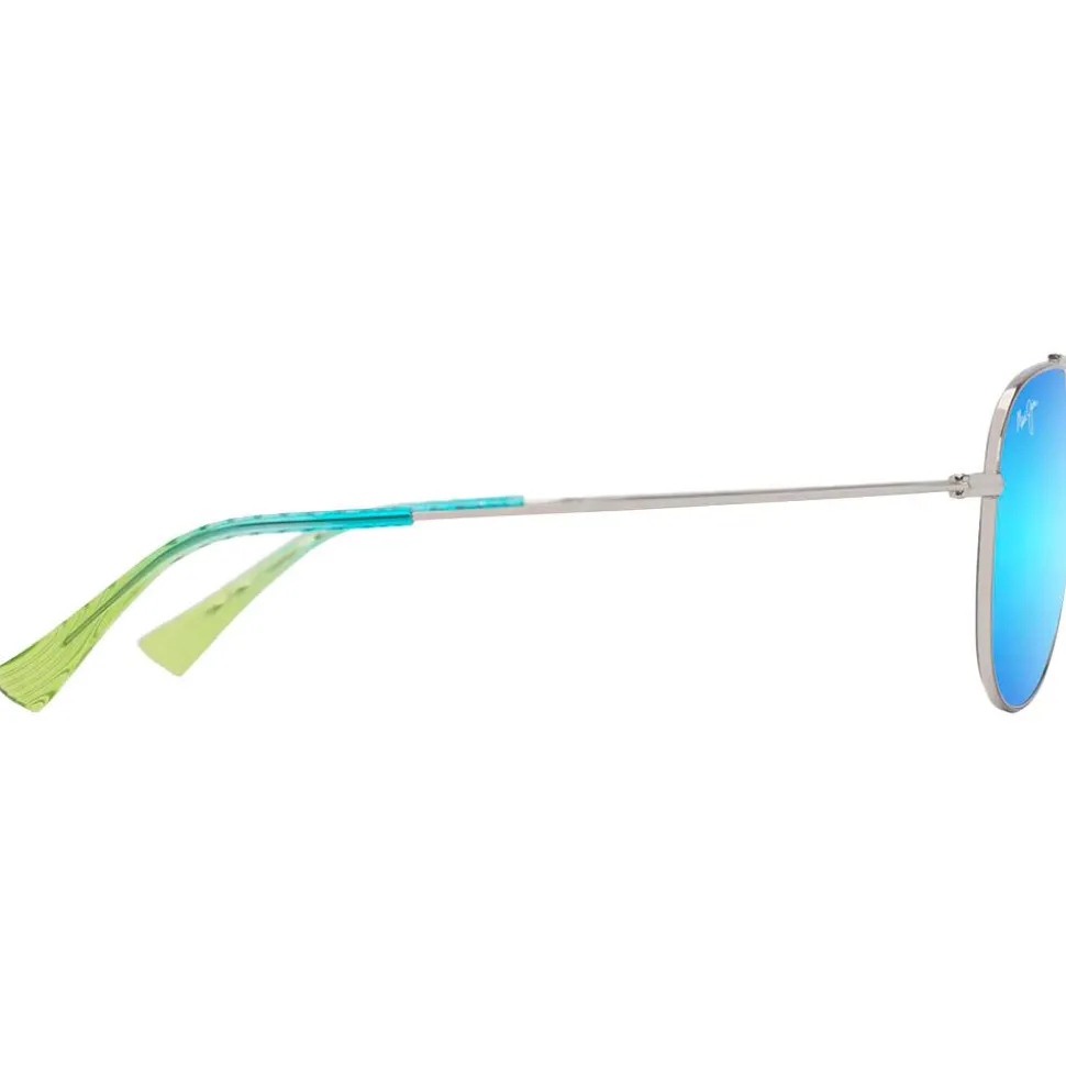 Lunettes de soleil Maui Jim Hauoli Argent Brillant Bleus Verts Bleu Hawaï MauiPure