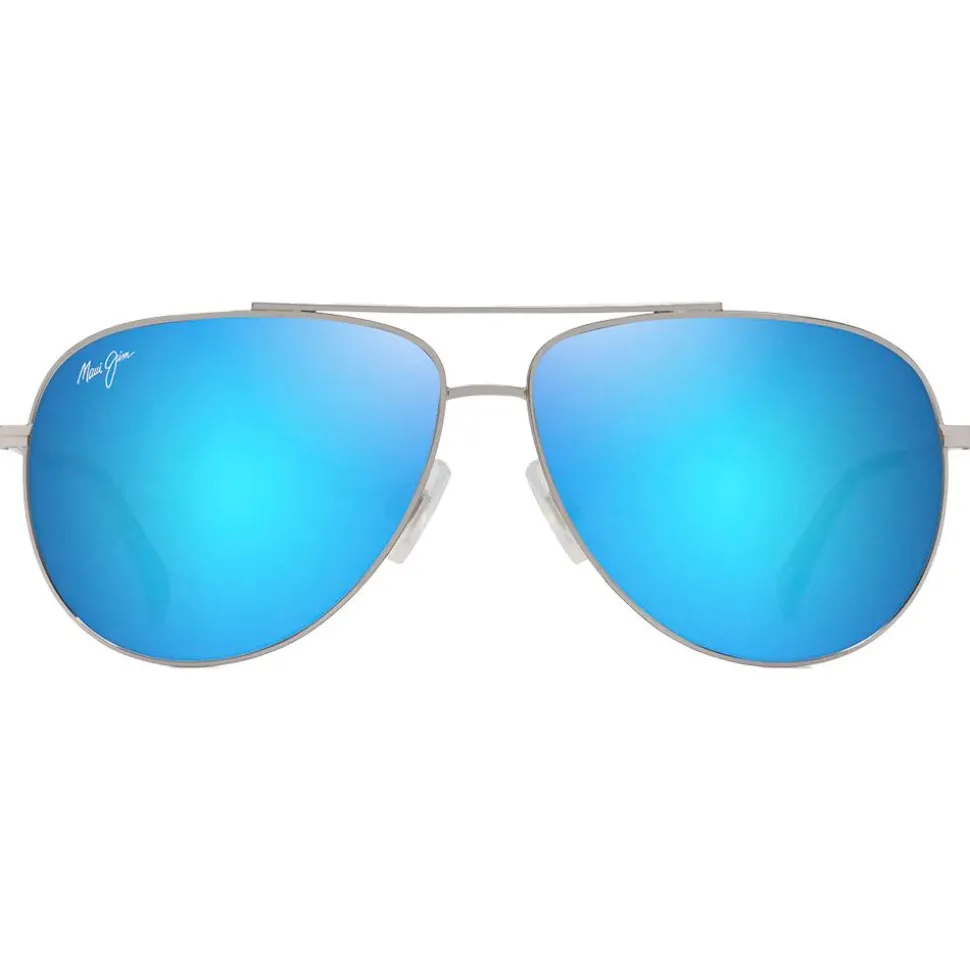 Lunettes de soleil Maui Jim Hauoli Argent Brillant Bleus Verts Bleu Hawaï MauiPure