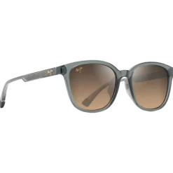 Lunettes de soleil Maui Jim Ku'ikahi Asian Fit Gris Foncé Transparent Brillant Bronze Hcl Minéral Superthin