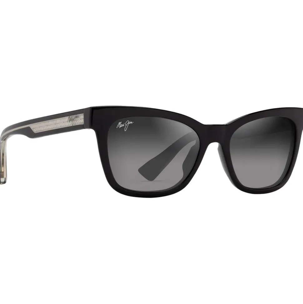 Lunettes de soleil Maui Jim Hiwahiwa Shiny Black Trans Light Grey Neural Grey Mineral Superthin
