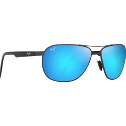 Lunettes de soleil Maui Jim Castles Ruthénium Foncé Mat Noir Bleu Hawai Minéral Superthin