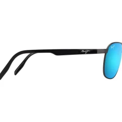 Lunettes de soleil Maui Jim Castles Ruthénium Foncé Mat Noir Bleu Hawai Minéral Superthin