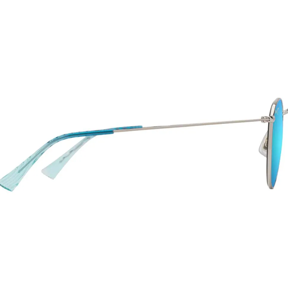 Lunettes de soleil Maui Jim Pukaua Argent Brillant Bleus Verts Bleu Hawaï MauiPure