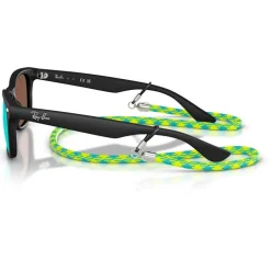 Lunettes de soleil Ray Ban New Wayfarer Kids Polished Black Light Green Blue Mirror
