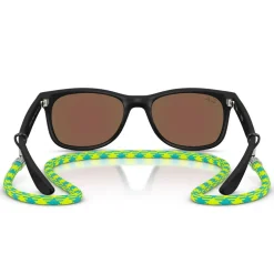 Lunettes de soleil Ray Ban New Wayfarer Kids Polished Black Light Green Blue Mirror