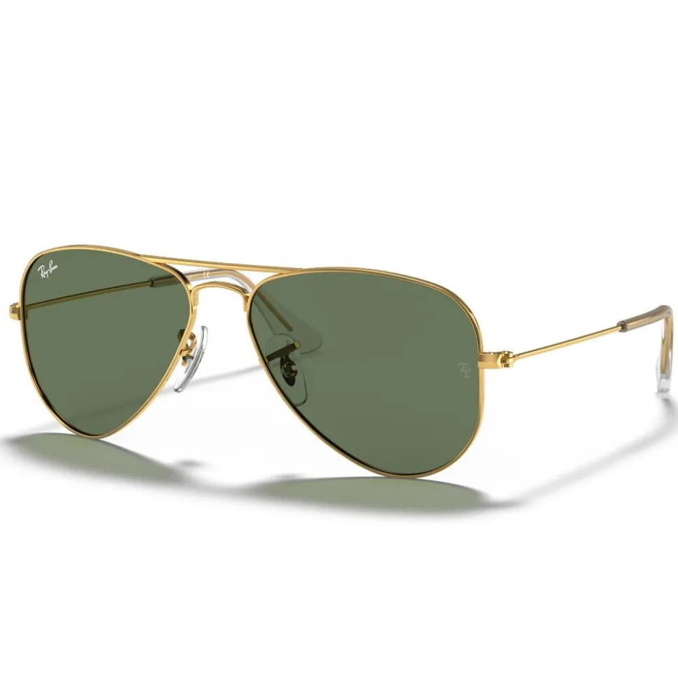 Lunettes de soleil Ray Ban Aviator Kids Polished Arista Gold Dark Green
