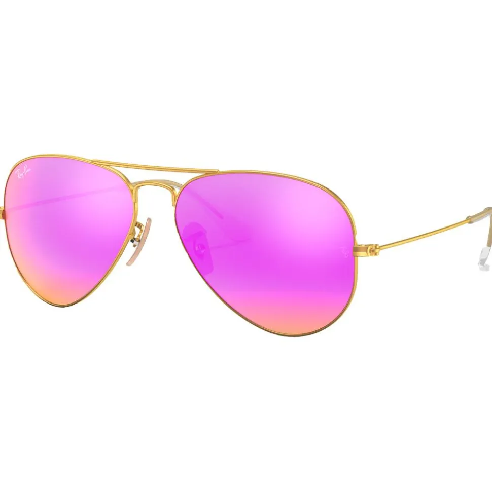 Lunettes de soleil Ray Ban RB3025 Aviator Mat Gold Cyclamen Flash Polarized