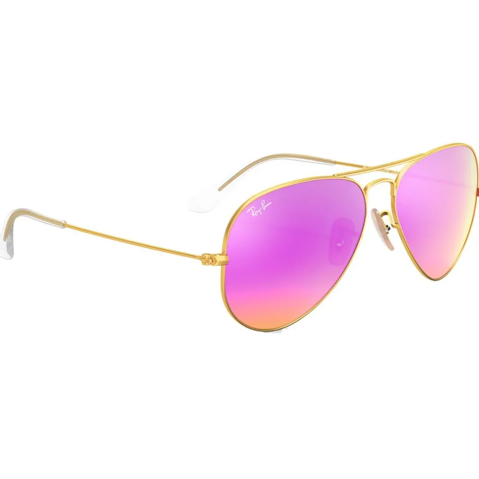 Lunettes de soleil Ray Ban RB3025 Aviator Mat Gold Cyclamen Flash Polarized