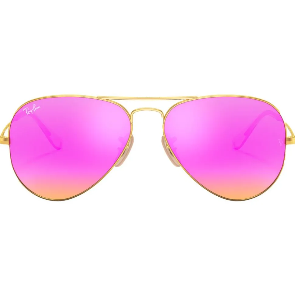 Lunettes de soleil Ray Ban RB3025 Aviator Mat Gold Cyclamen Flash Polarized