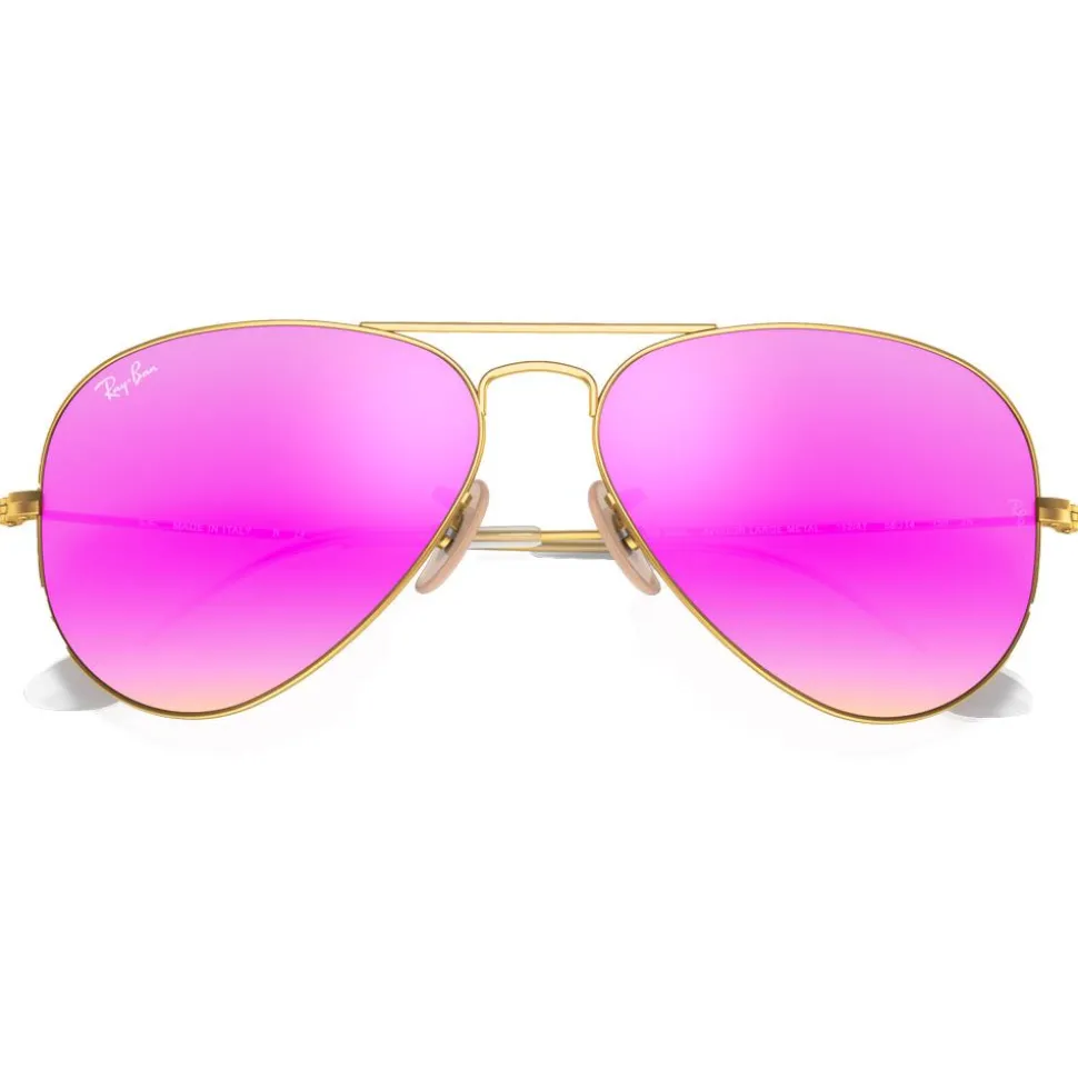 Lunettes de soleil Ray Ban RB3025 Aviator Mat Gold Cyclamen Flash Polarized