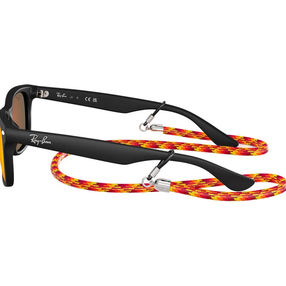 Lunettes de soleil Ray Ban New Wayfarer Kids Polished Rubber Black Brown Orange Mirror
