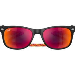 Lunettes de soleil Ray Ban New Wayfarer Kids Polished Rubber Black Brown Orange Mirror