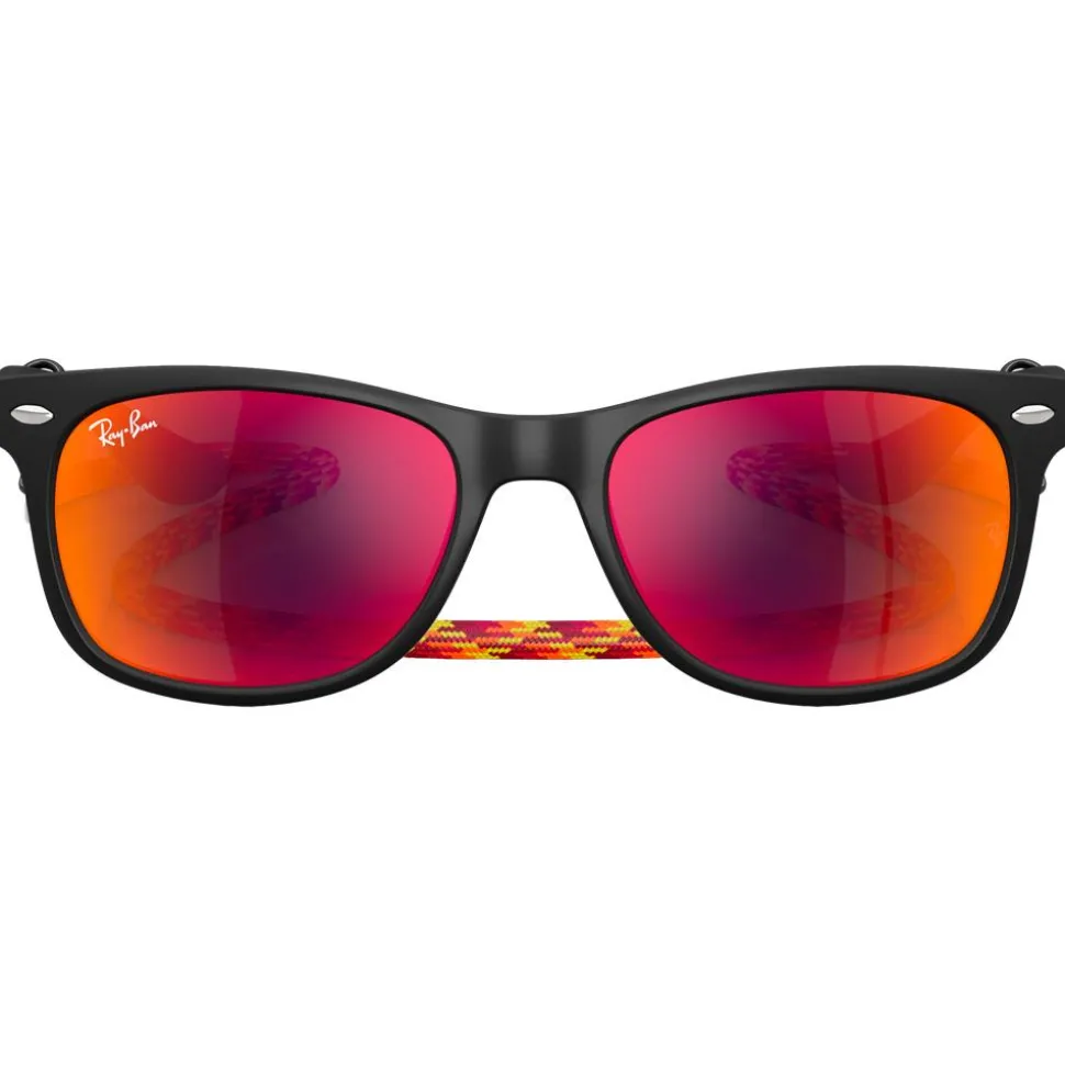 Lunettes de soleil Ray Ban New Wayfarer Kids Polished Rubber Black Brown Orange Mirror