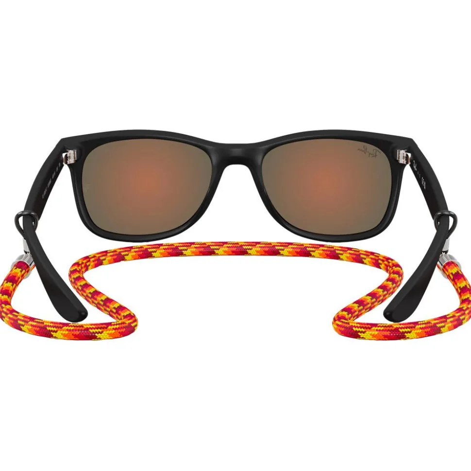 Lunettes de soleil Ray Ban New Wayfarer Kids Polished Rubber Black Brown Orange Mirror