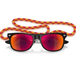 Lunettes de soleil Ray Ban New Wayfarer Kids Polished Rubber Black Brown Orange Mirror