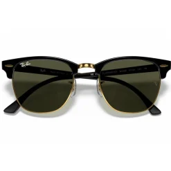 Lunettes de soleil Ray Ban RB3016 Clubmaster Classic Polished Black Gold Green G-15