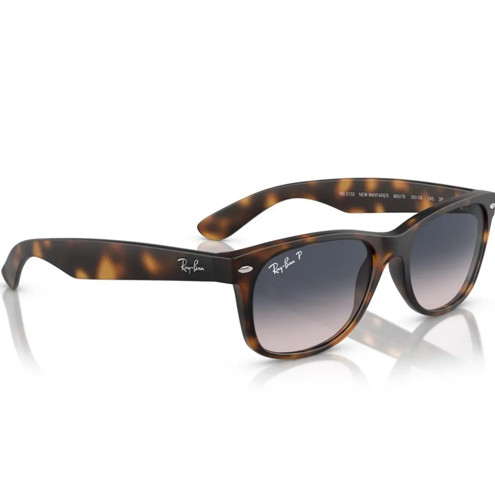 Lunettes de soleil Ray Ban RB2132 New Wayfarer Classic Matte Havana Polar Blue