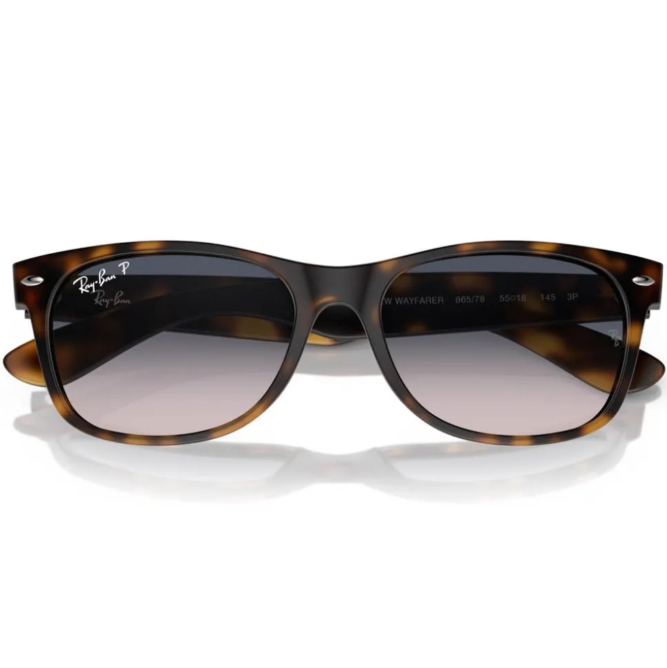 Lunettes de soleil Ray Ban RB2132 New Wayfarer Classic Matte Havana Polar Blue