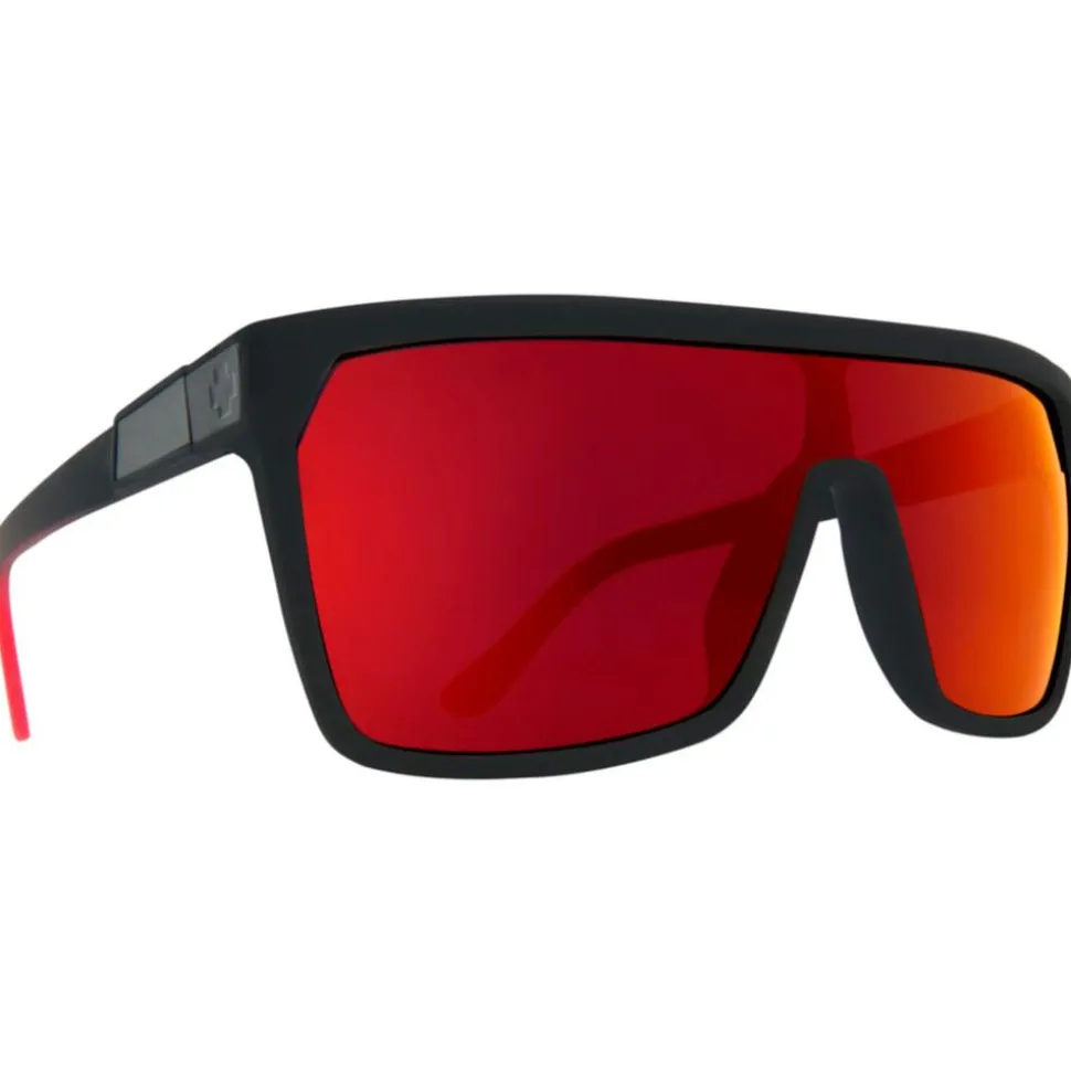 Lunettes de soleil Spy Flynn Soft Matte Black Red Face HD Plus Gray Green with Red Light Spectra Mirror