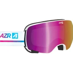 Masque de Ski AZR Fusion Otg Blanche Vernie Full Rose Multicouche + Jaune