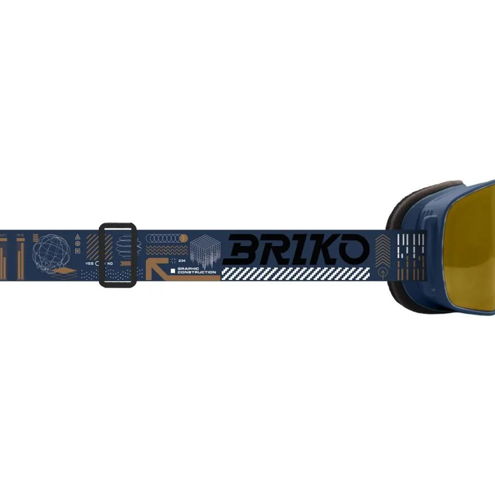 Masque de Ski Briko Chino Sharp Lite Graphic Pickled Bluewood Orange Base Gold Mirror