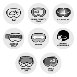 Masque de Ski Briko Ingrid Sharp Lite Black Rose Base Silver Mirror + Yellow