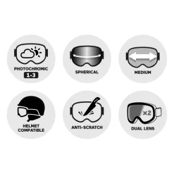 Masque de Ski Cairn Omega Black Silver Curve Photochromic